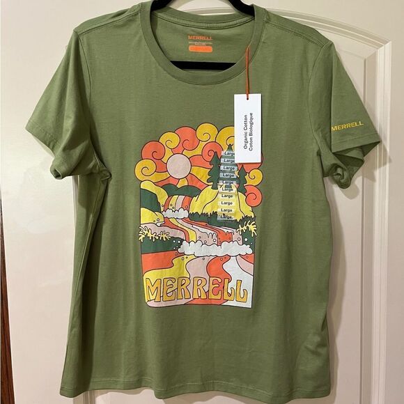 NWT MERRELL Groovy Tee Mosstone Green Women’s Size Large - Picture 1 of 6